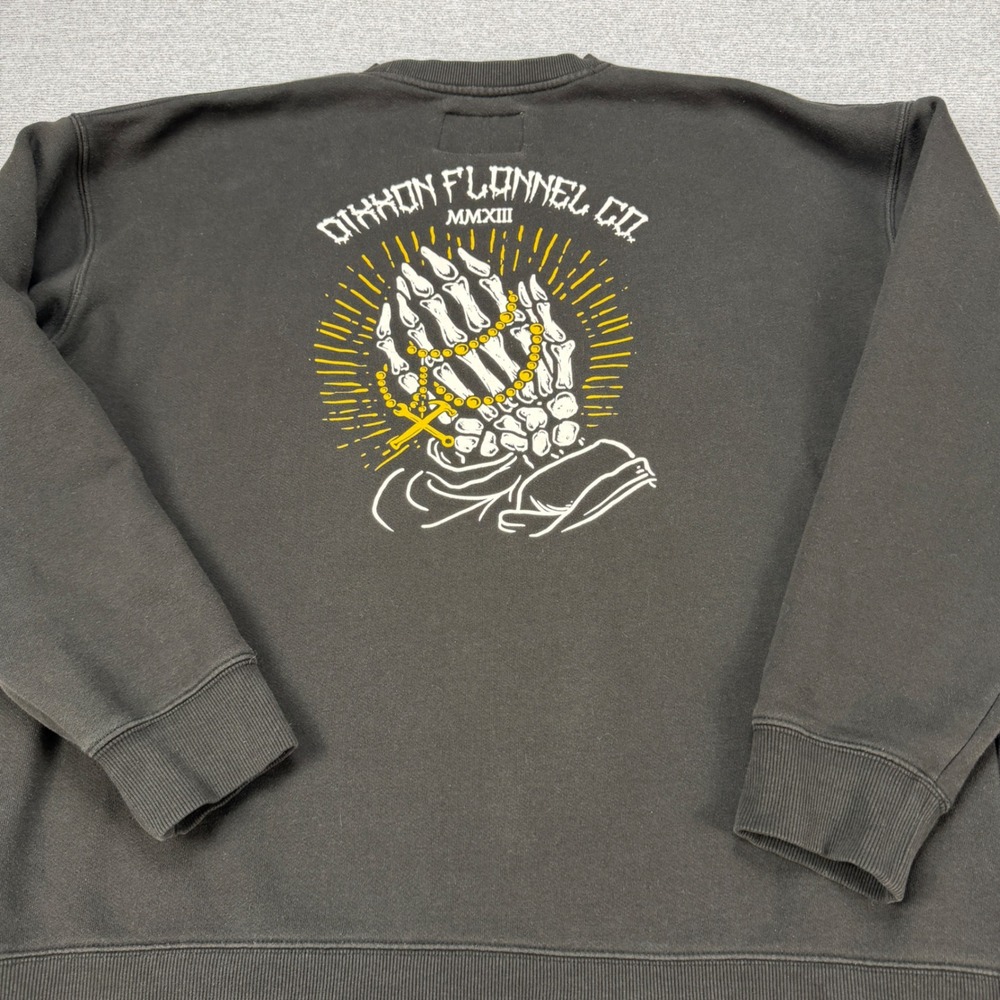 Dixxon Flannel Co Mens 2X Black Praying Skeleton Hands FleeceCrewneck Sweatshirt - Picture 14 of 16